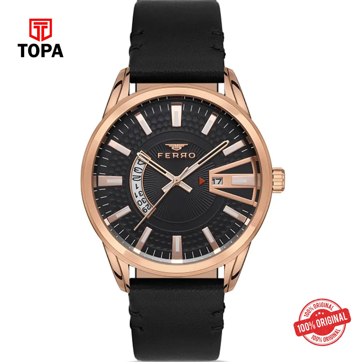 Topa Ferro-F11911B-R-Leather-Band-Men-Watch - Product Image 1