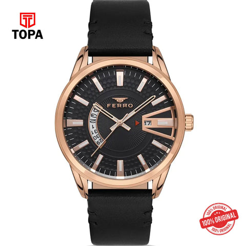 Topa Ferro-F11911B-R-Leather-Band-Men-Watch - Product Image 1