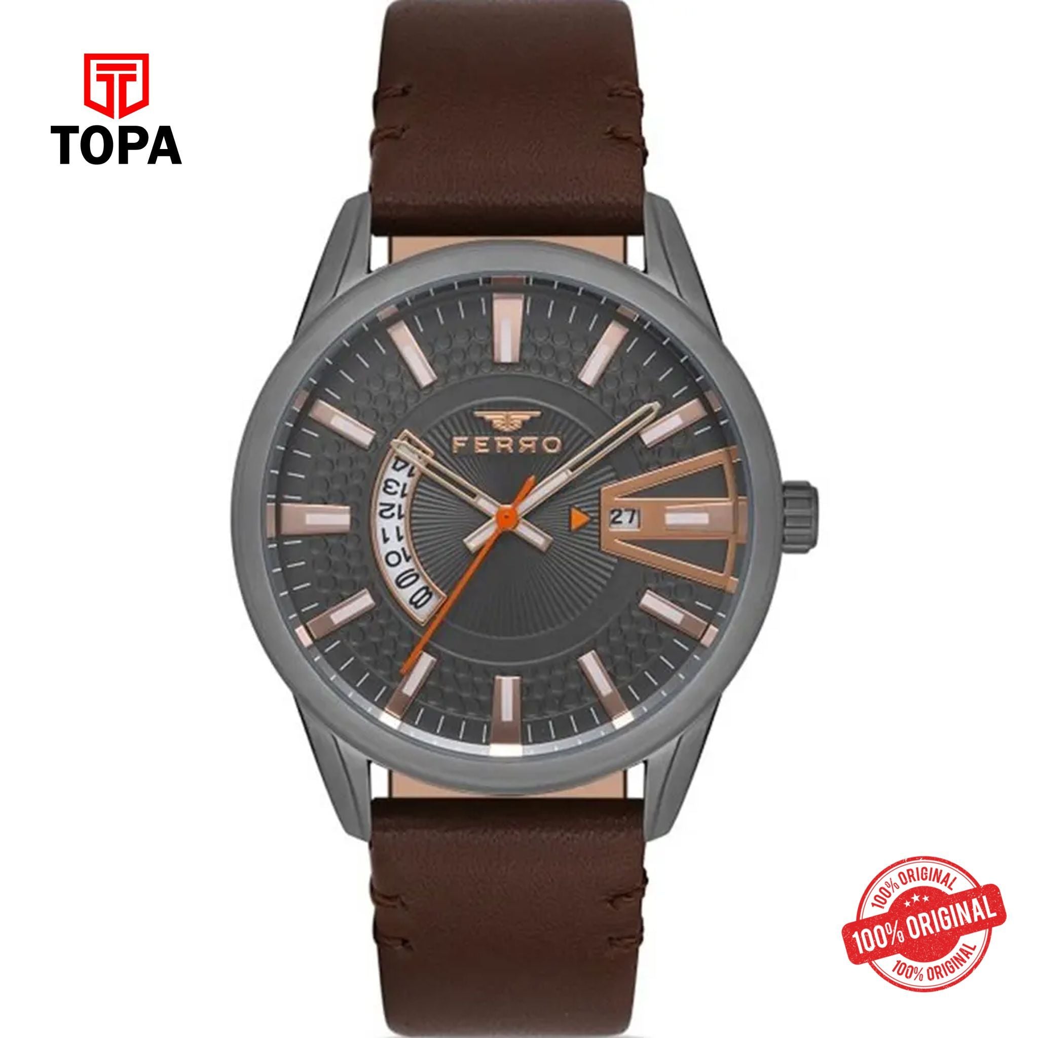 Topa Ferro-F11911B-ZI-Leather-Band-Men-Watch - Product Image 1
