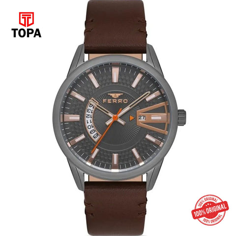 Topa Ferro-F11911B-ZI-Leather-Band-Men-Watch - Product Image 1