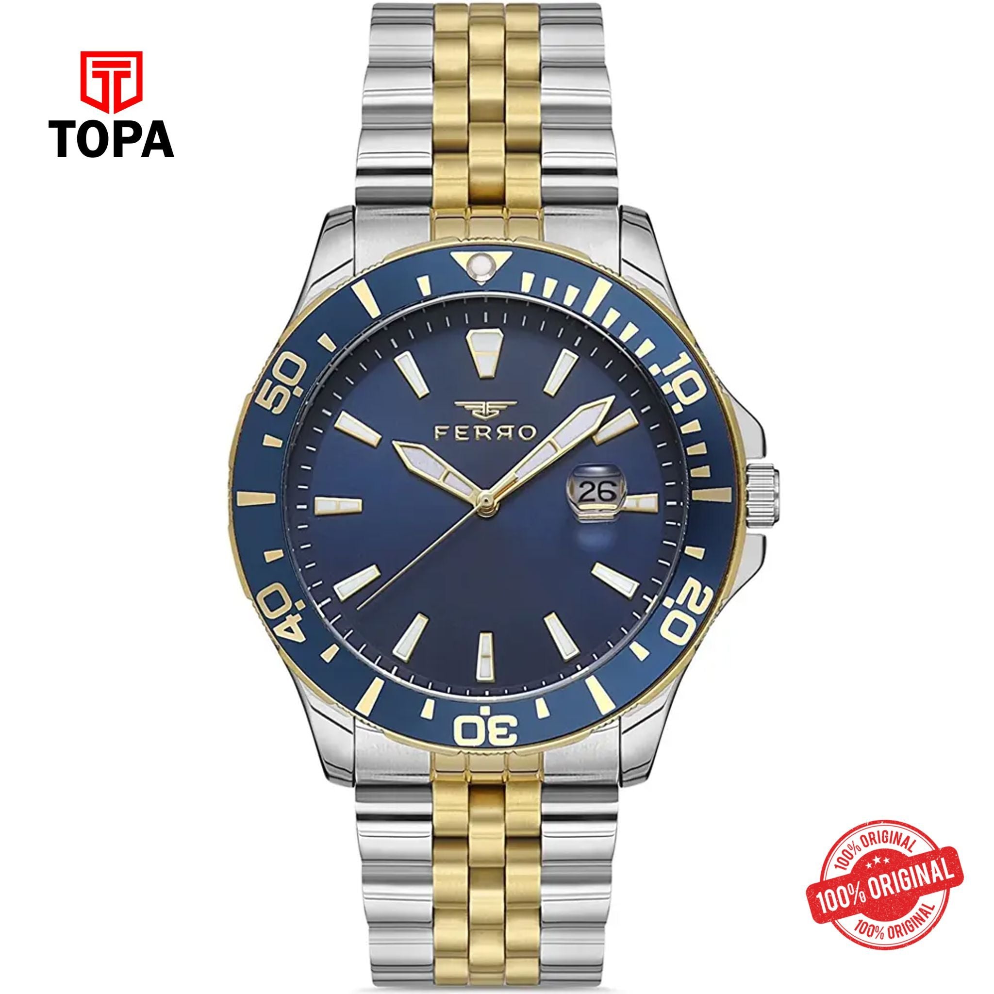 Topa Ferro-F11922A-D3-Metal-Band-Men-Watch - Product Image 1