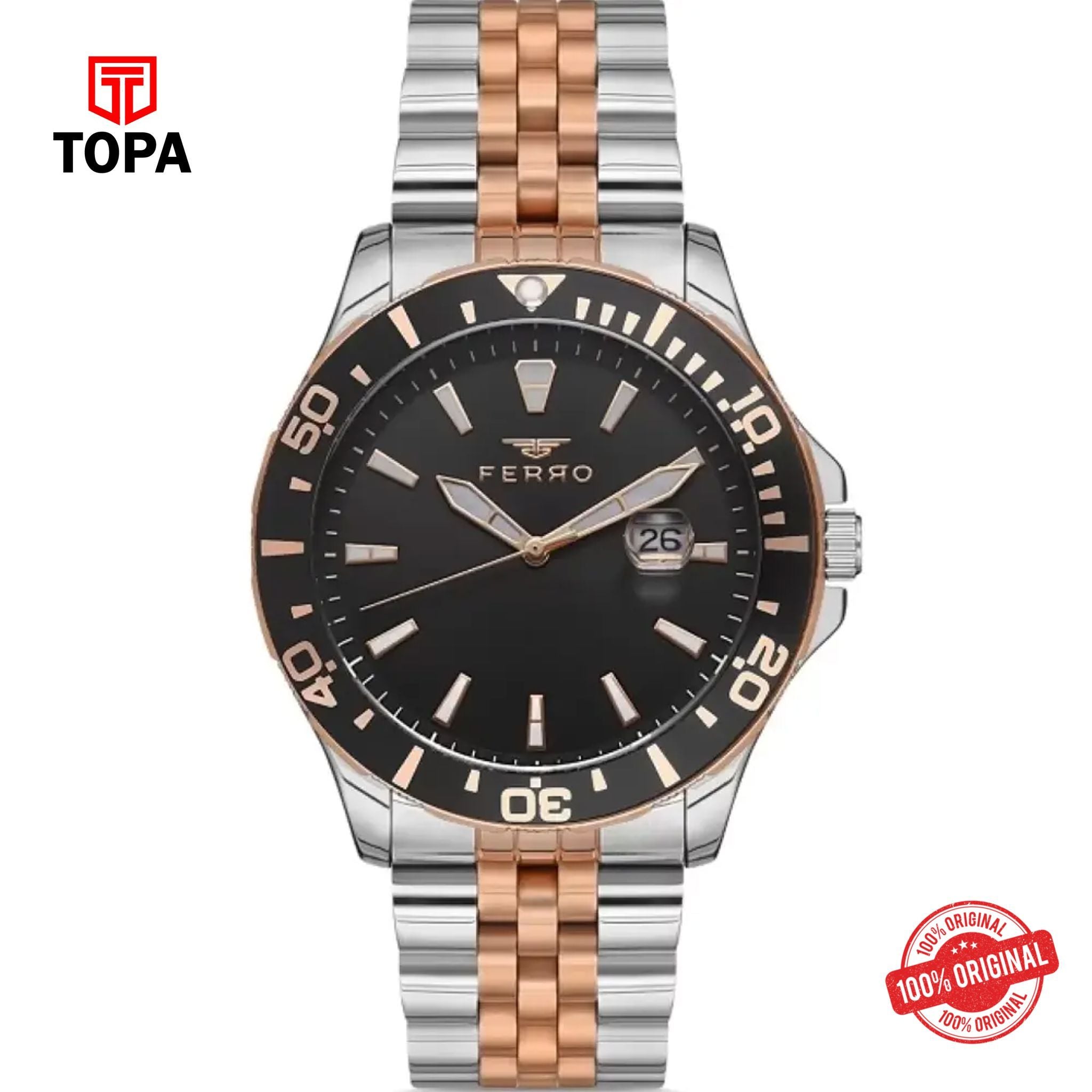 Topa Ferro-F11922A-E2-Metal-Band-Men-Watch - Product Image 1