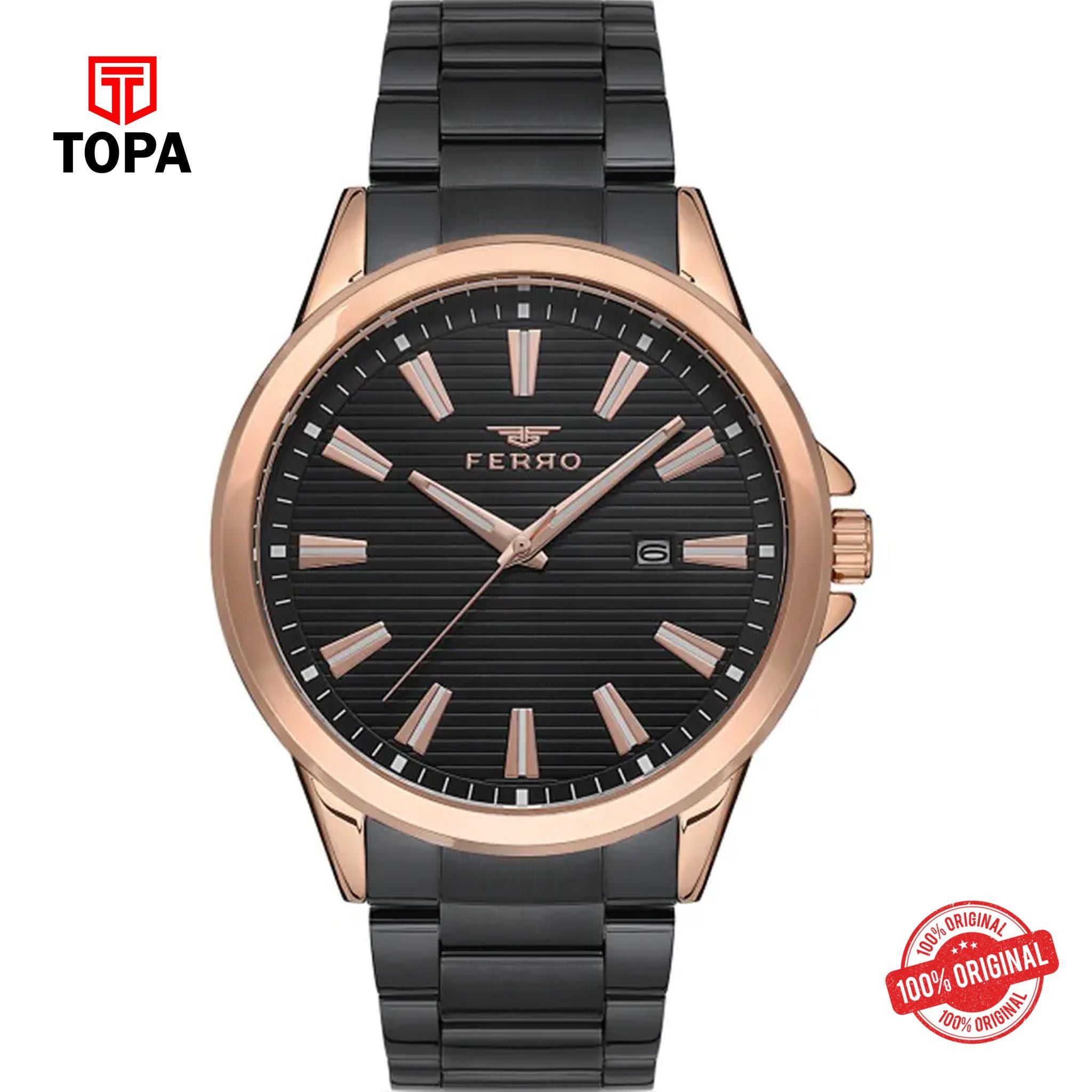 Topa Ferro-F11930A-R-Metal-Band-Men-Watch - Product Image 1