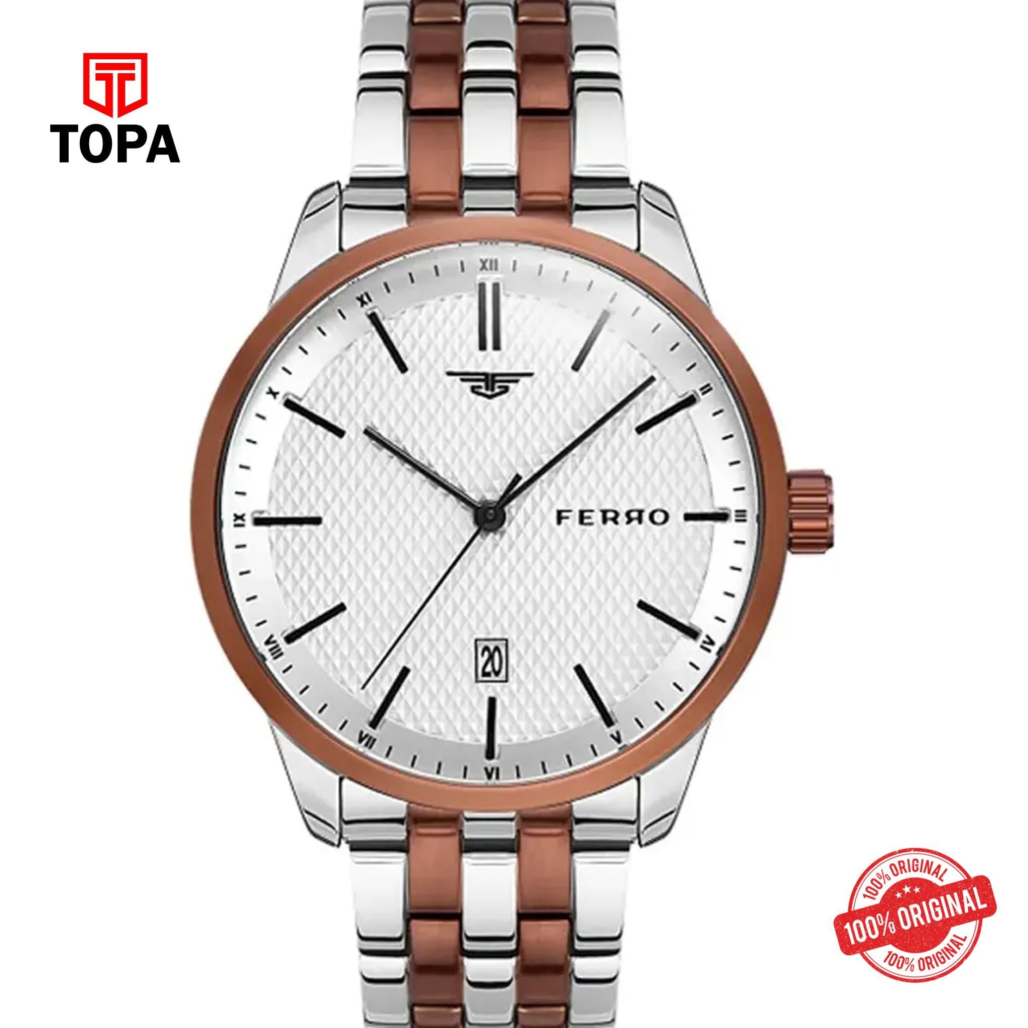 Topa Ferro-F1974A-K-Metal-Band-Men-Watch - Product Image 1