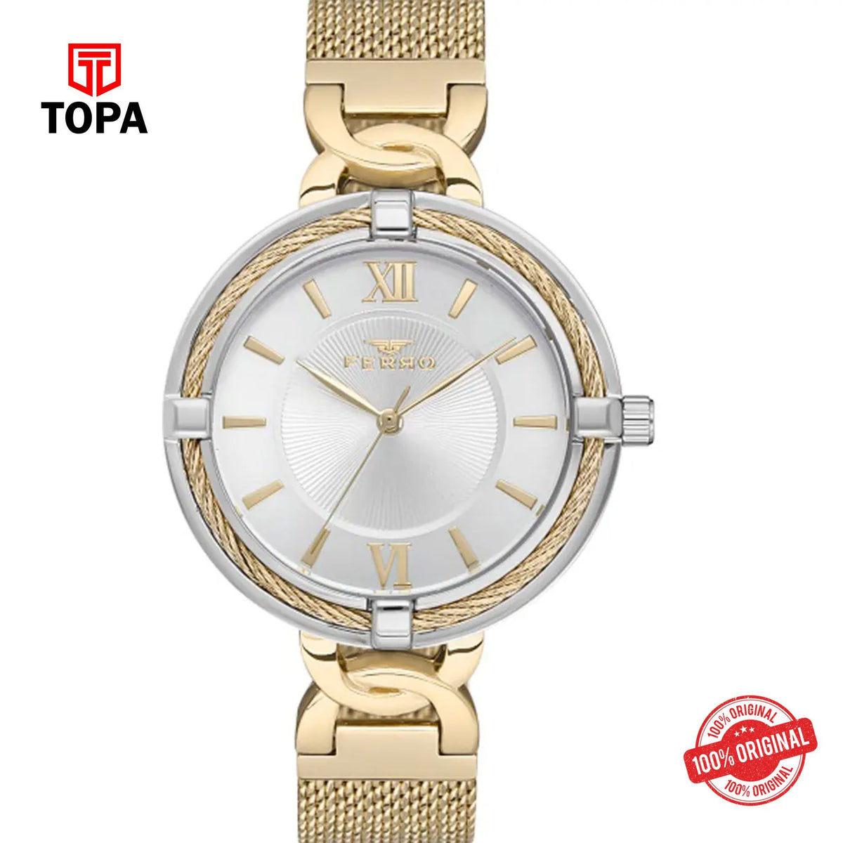 Topa Ferro-F21092C-D-Mesh-Band-Women-Watch - Product Image 1