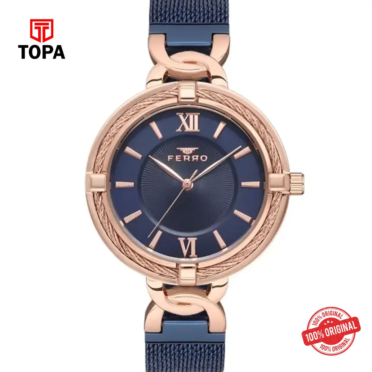 Topa Ferro-F21092C-T-Mesh-Band-Women-Watch - Product Image 1