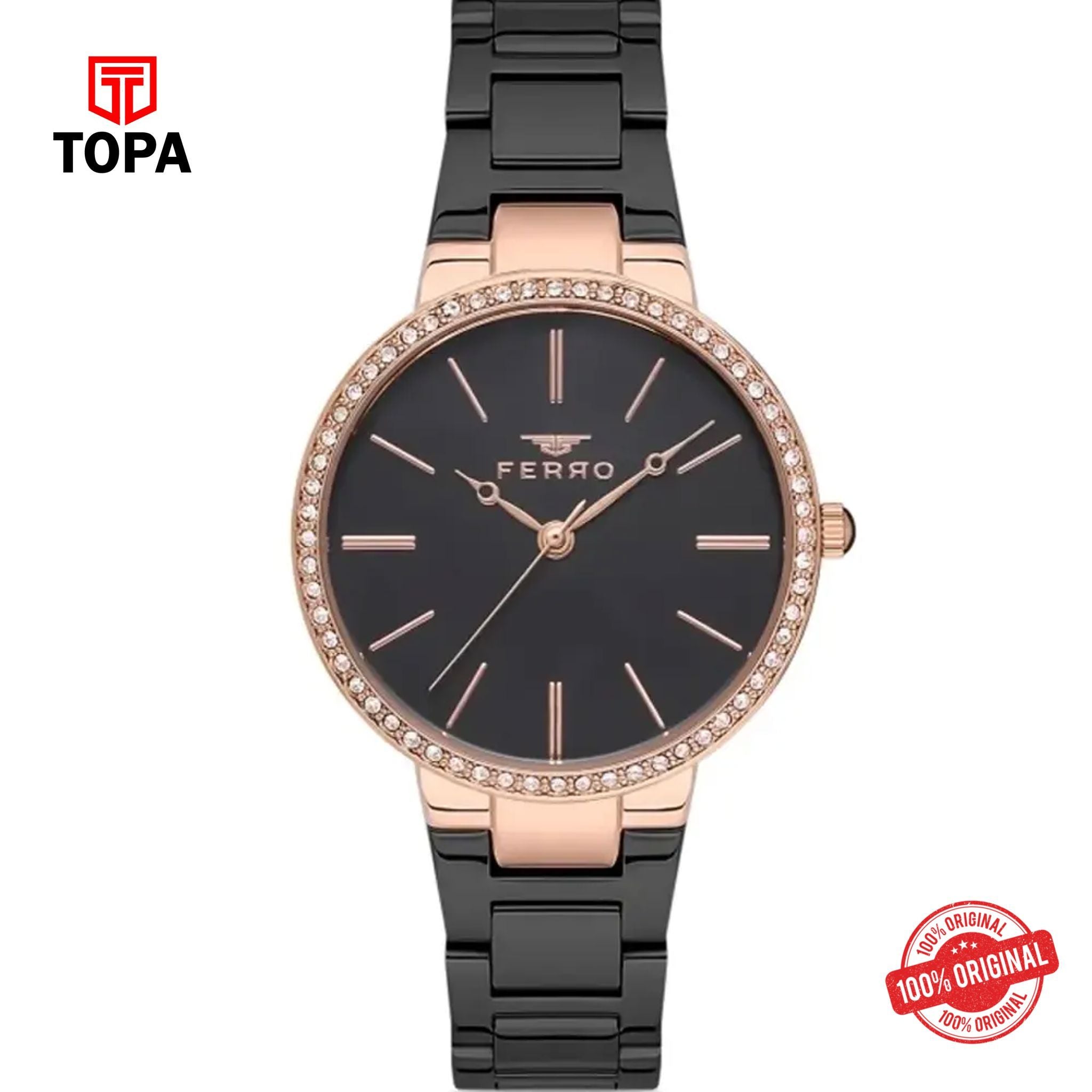 Topa Ferro-F21093A-R-Metal-Band-Women-Watch - Product Image 1
