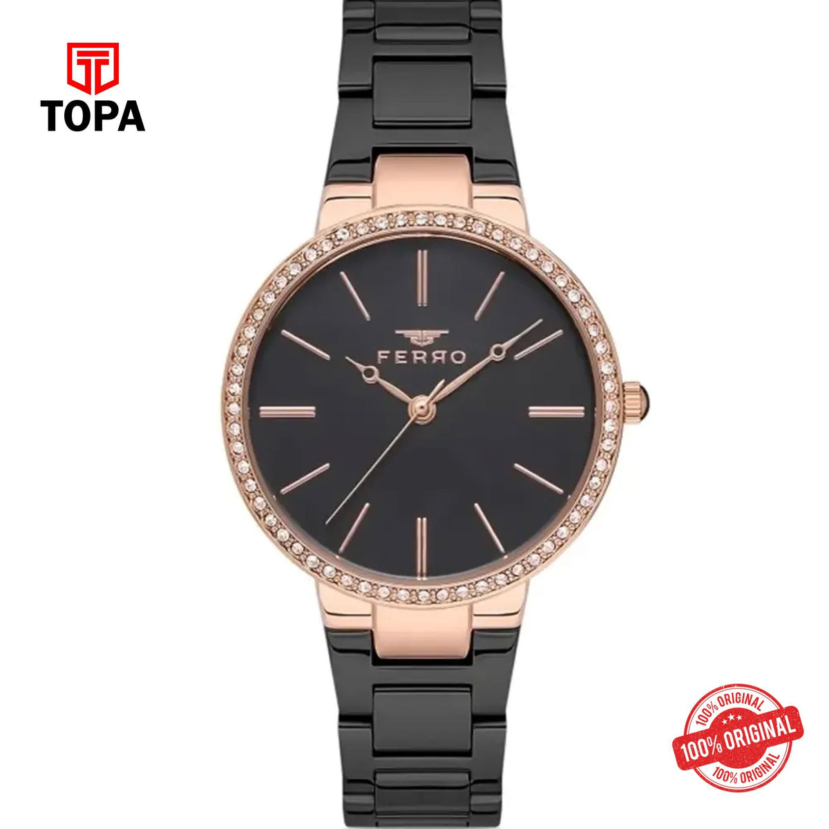 Topa Ferro-F21093A-R-Metal-Band-Women-Watch - Product Image 1
