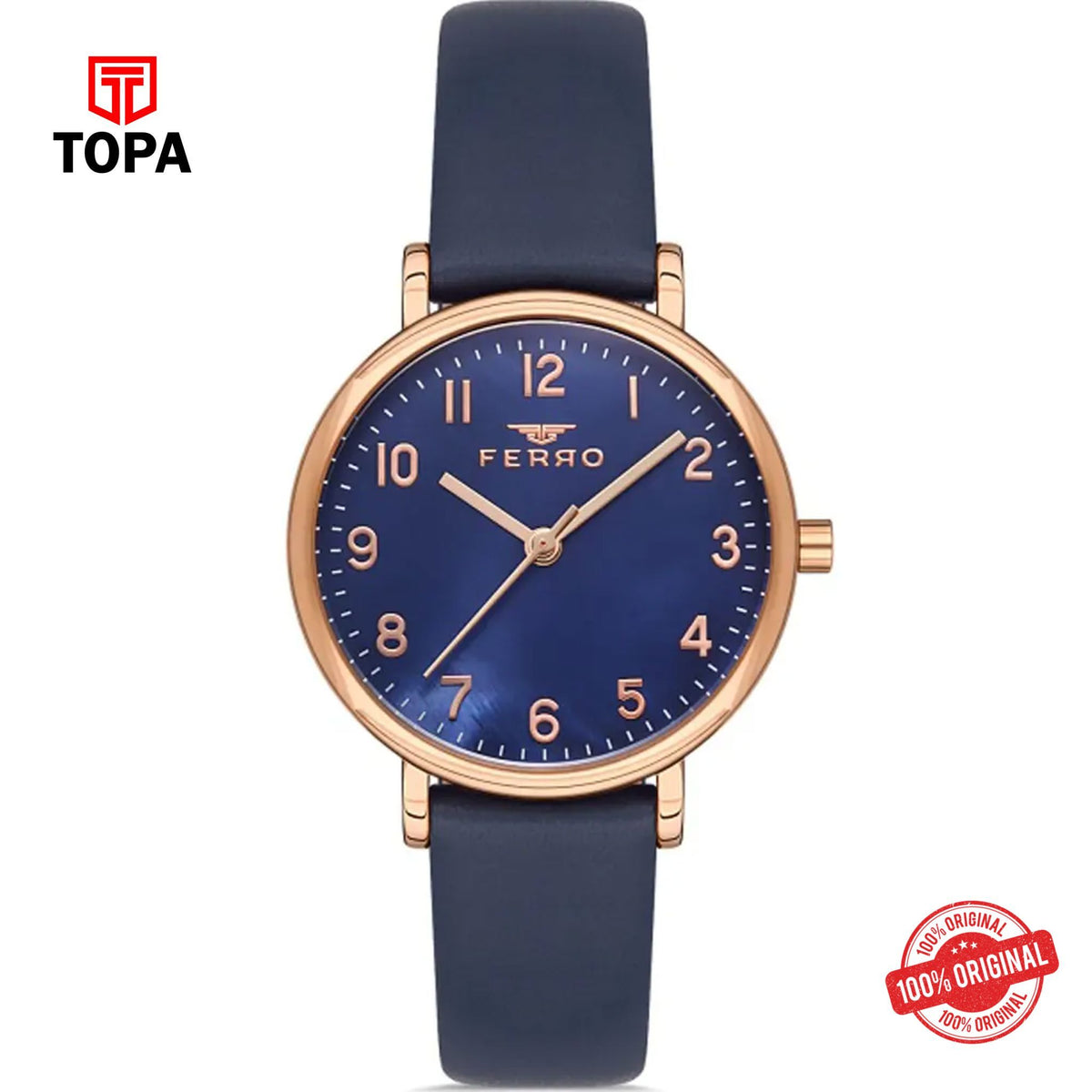 Topa Ferro-F21221B-T-Leather-Band-Women-Watch - Product Image 1