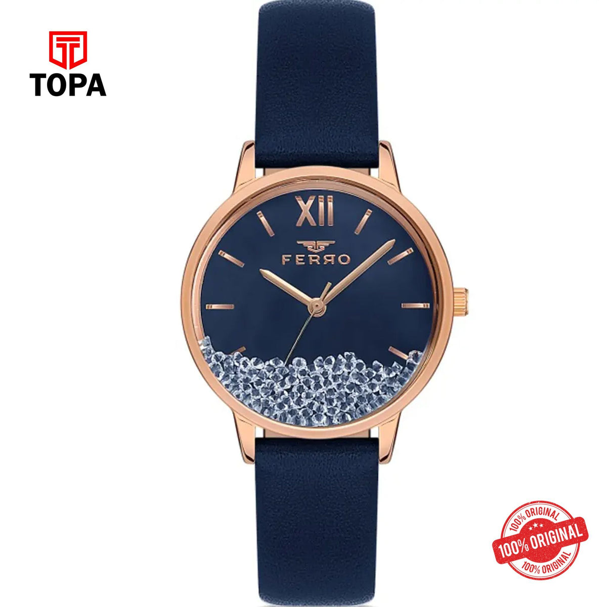 Topa Ferro-F21934B-T-Leather-Band-Women-Watch - Product Image 1