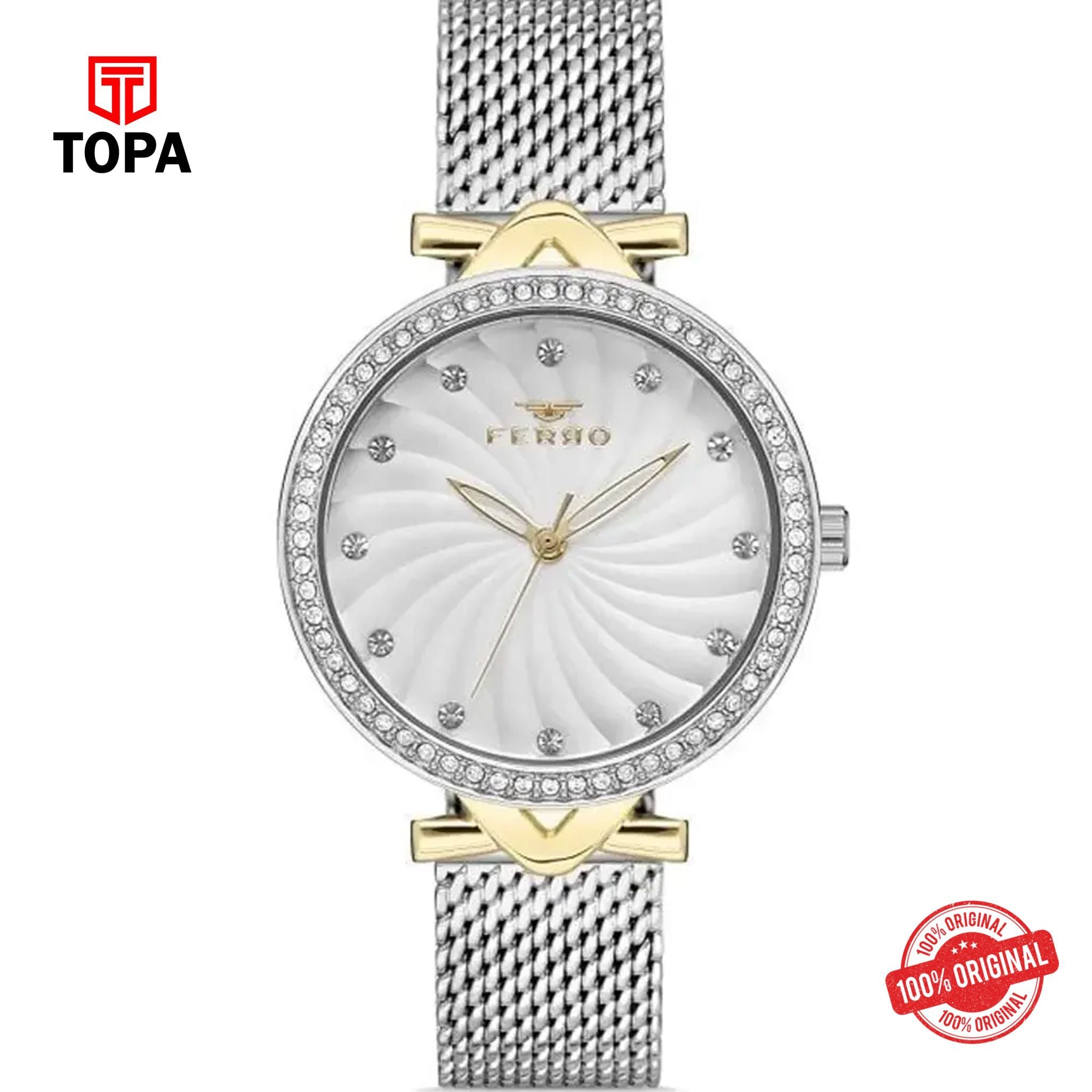 Topa Ferro-F2665C-D-Mesh-Band-Women-Watch - Product Image 1