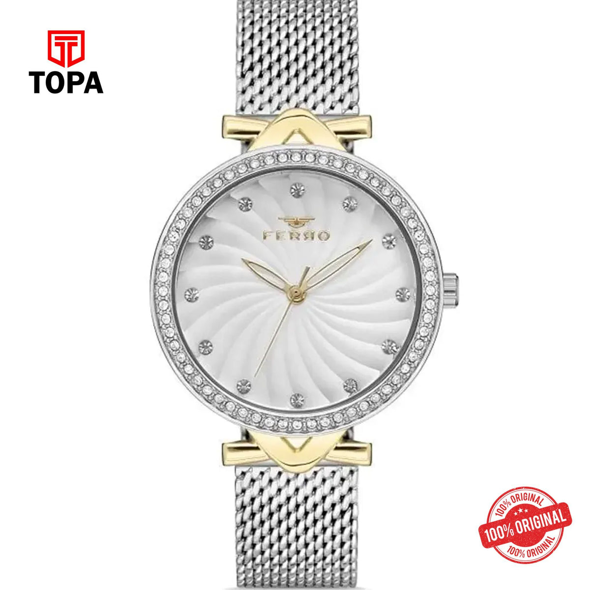 Topa Ferro-F2665C-D-Mesh-Band-Women-Watch - Product Image 1