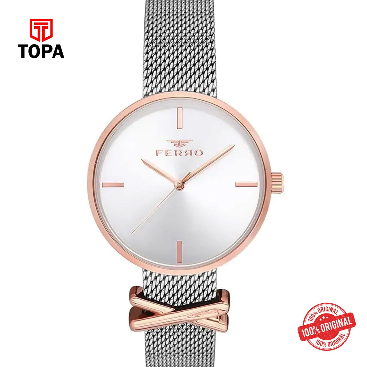 Topa Ferro-F2986C-E-Mesh-Band-Women-Watch - Product Image 1
