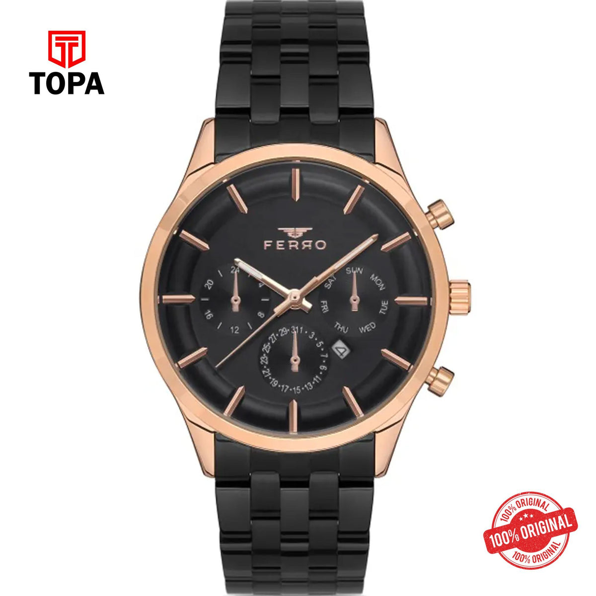 Topa Ferro-F40078A-R-Metal-Band-Men-Watch - Product Image 1