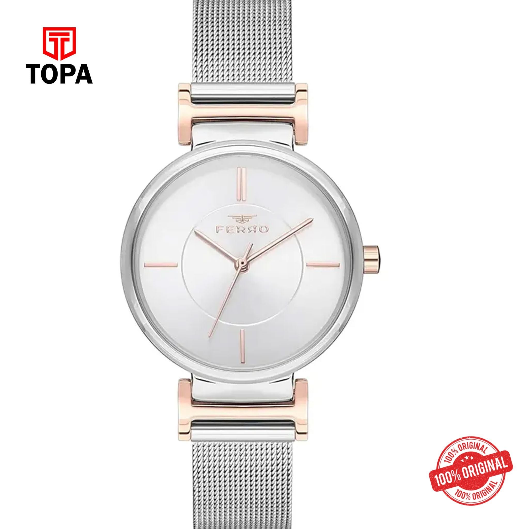 Topa Ferro-F40084C-E-Mesh-Band-Women-Watch - Product Image 1