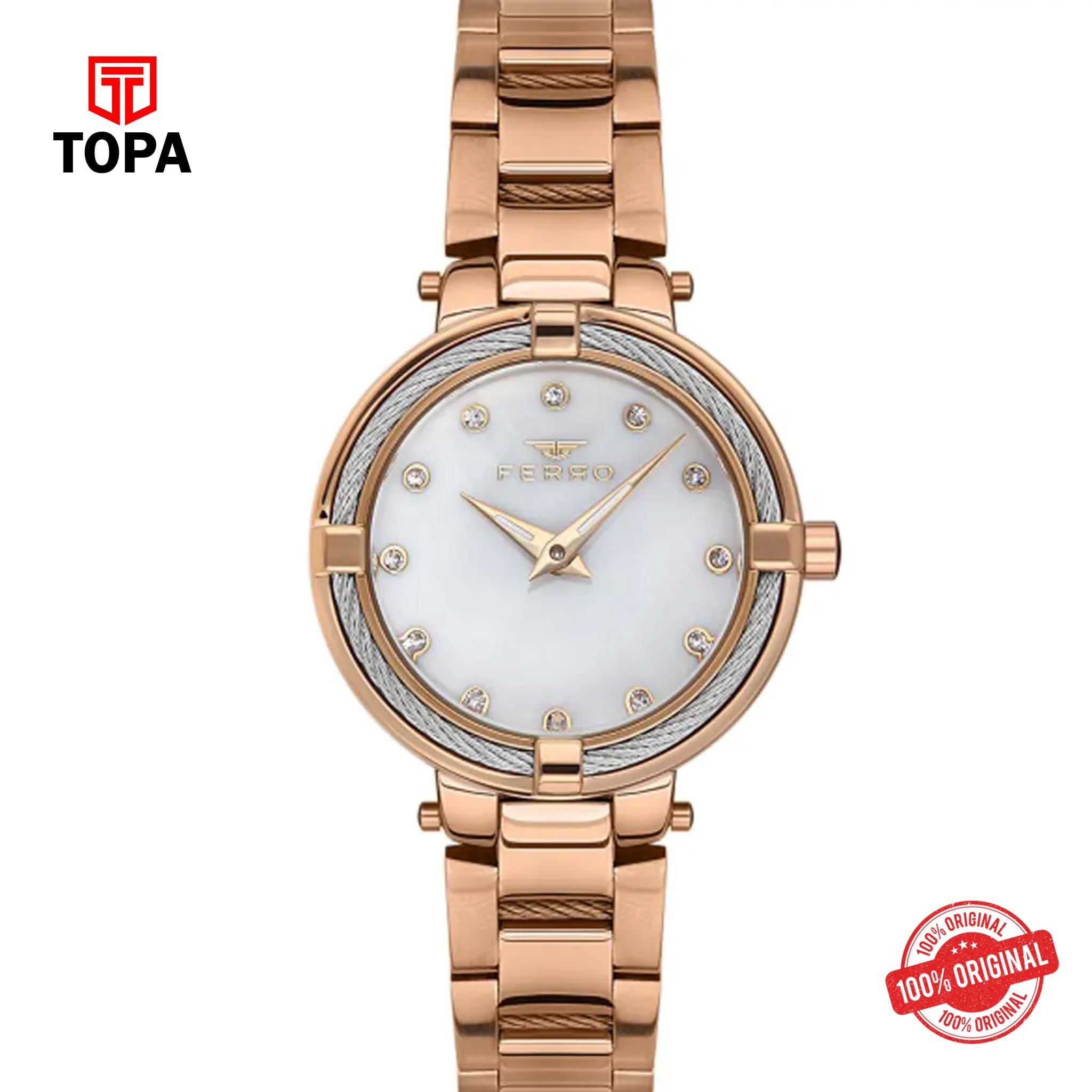 Topa Ferro-F40097A-E2-Metal-Band-Women-Watch - Product Image 1