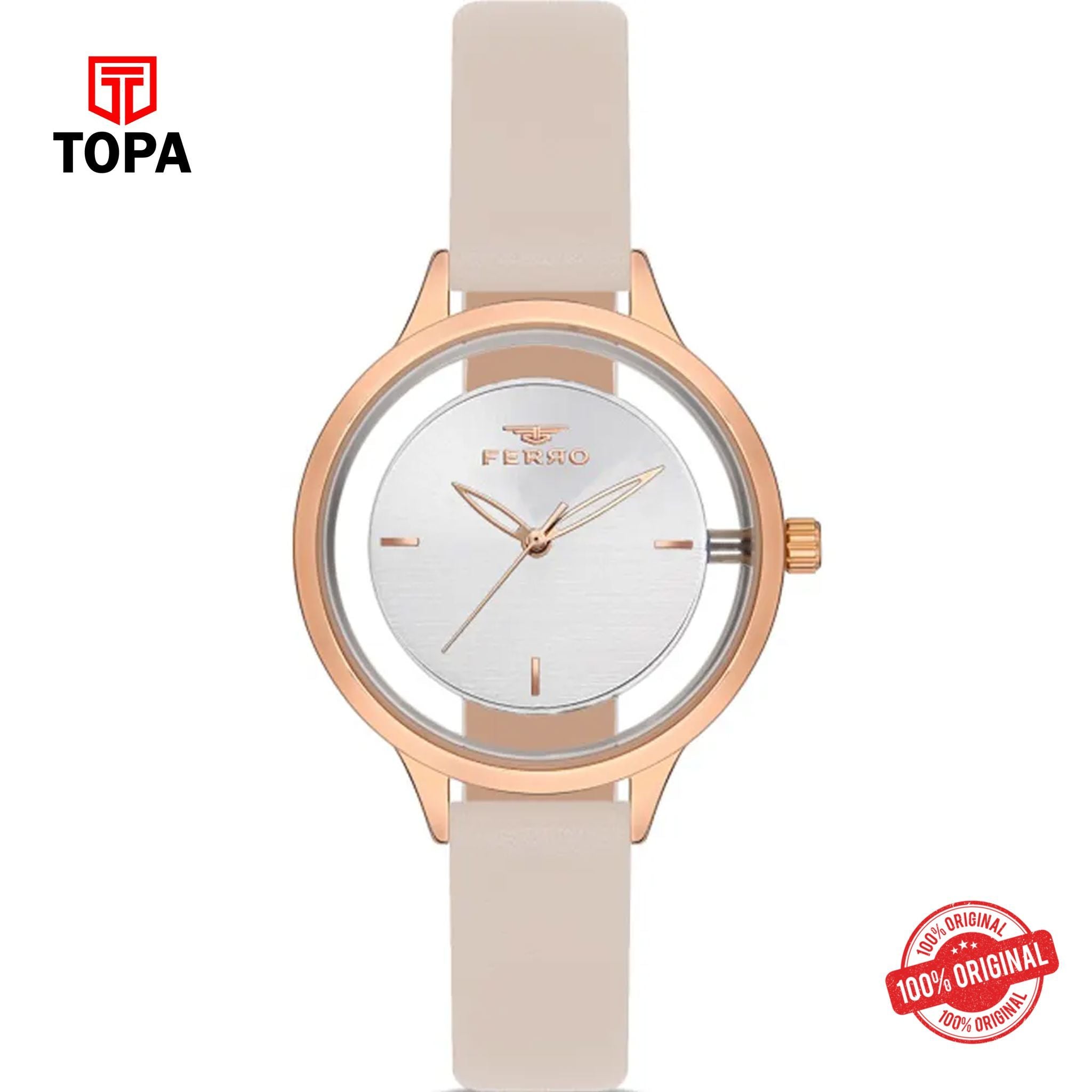 Topa Ferro-FL21234B-S2-Leather-Band-Women-Watch - Product Image 1
