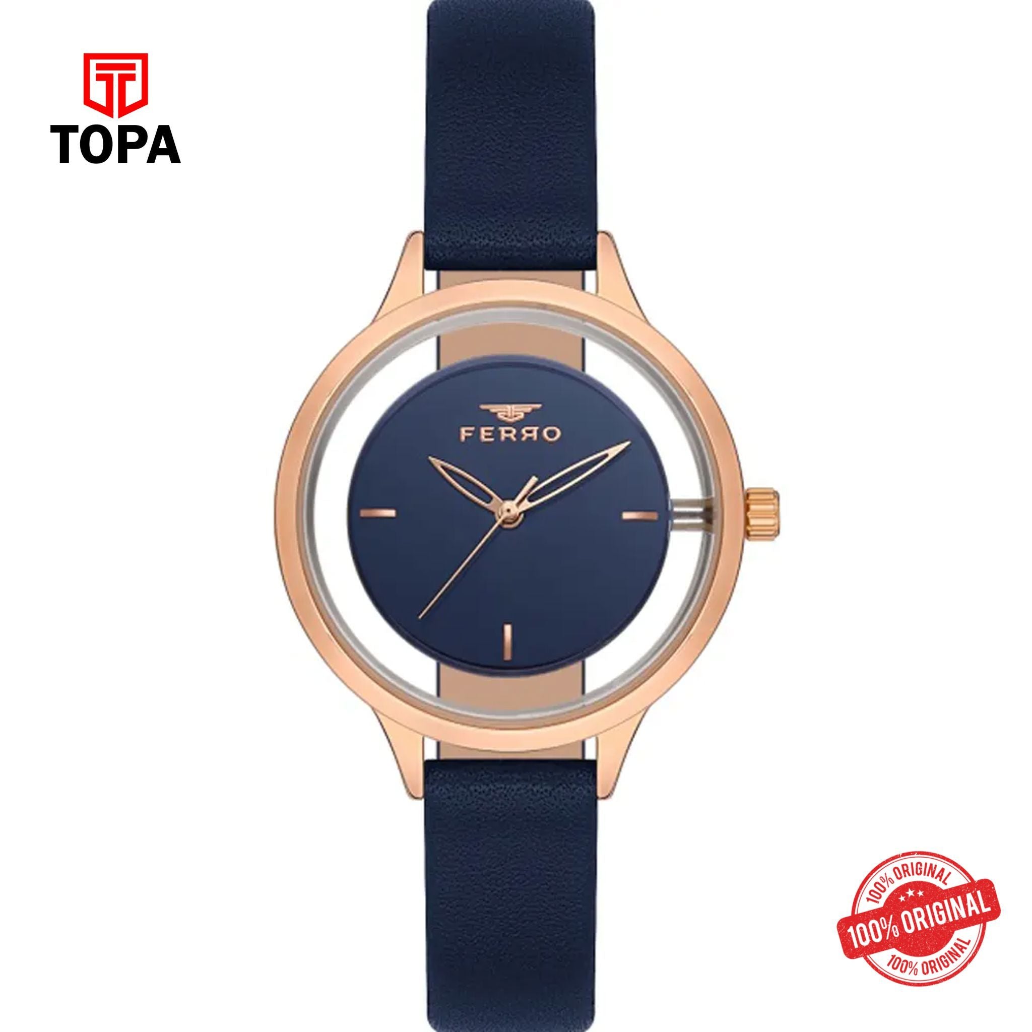 Topa Ferro-FL21234B-T-Leather-Band-Women-Watch - Product Image 1