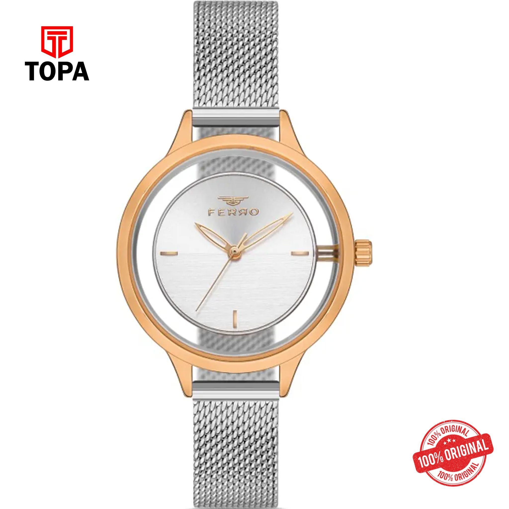 Topa Ferro-FL21234C-E-Mesh-Band-Women-Watch - Product Image 1