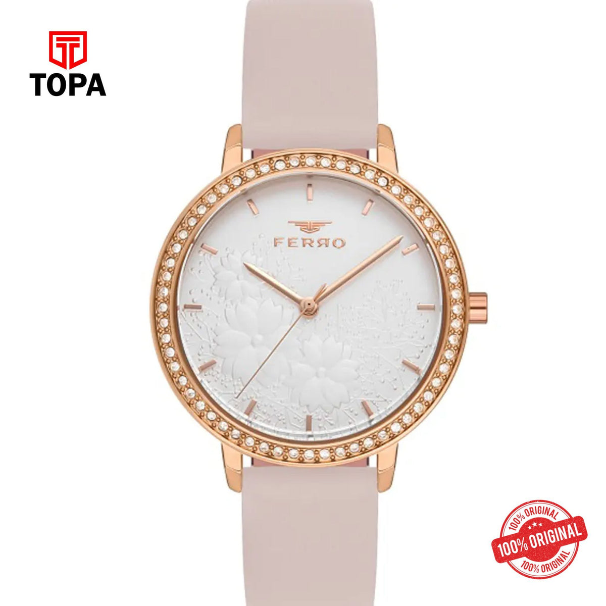 Topa Ferro-FL21242B-S2-Leather-Band-Women-Watch - Product Image 1