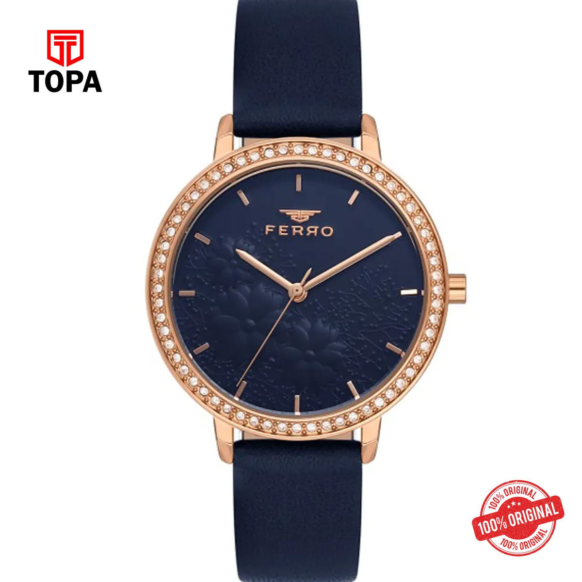 Topa Ferro-FL21242B-T-Leather-Band-Women-Watch - Product Image 1