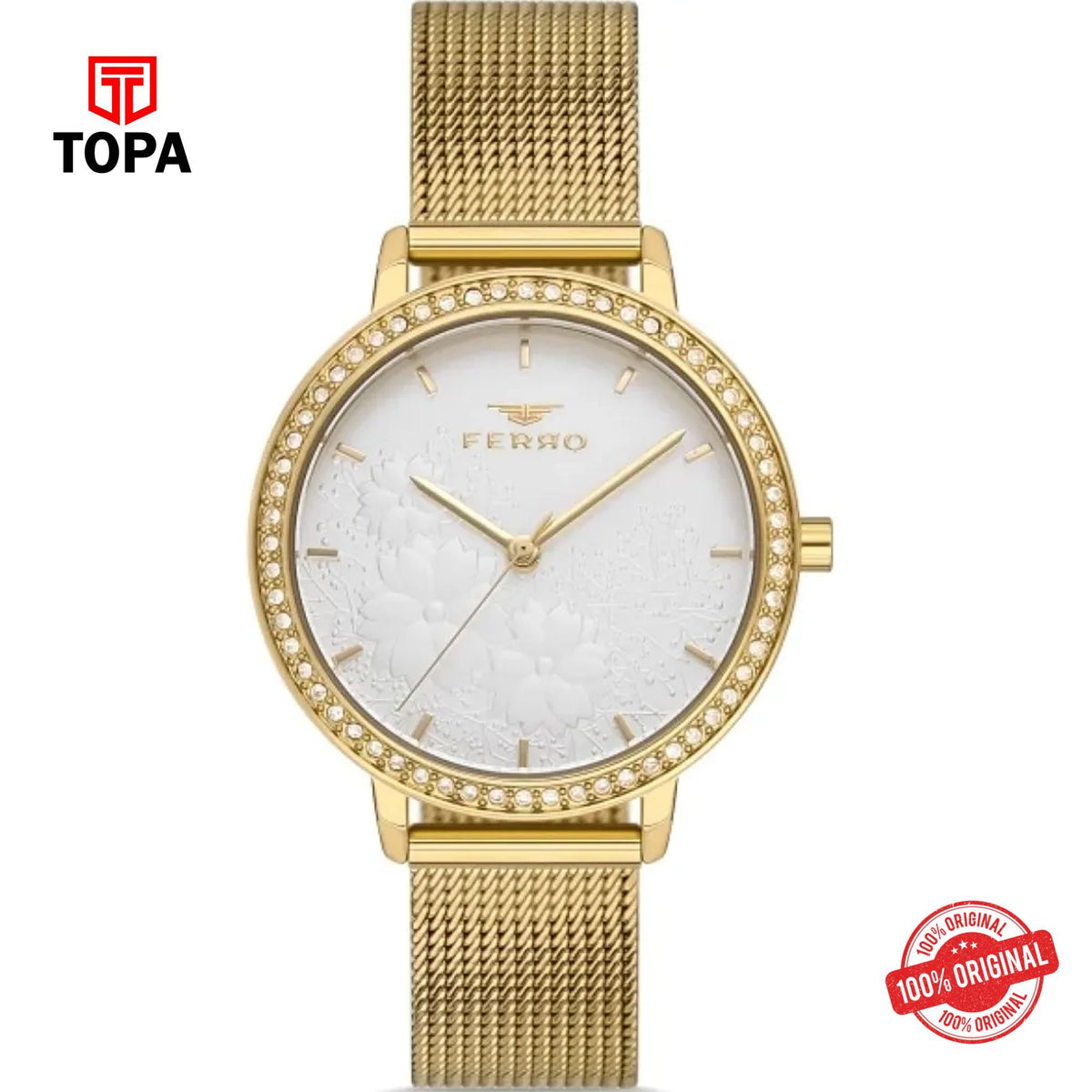 Topa Ferro-FL21242C-B-Mesh-Band-Women-Watch - Product Image 1