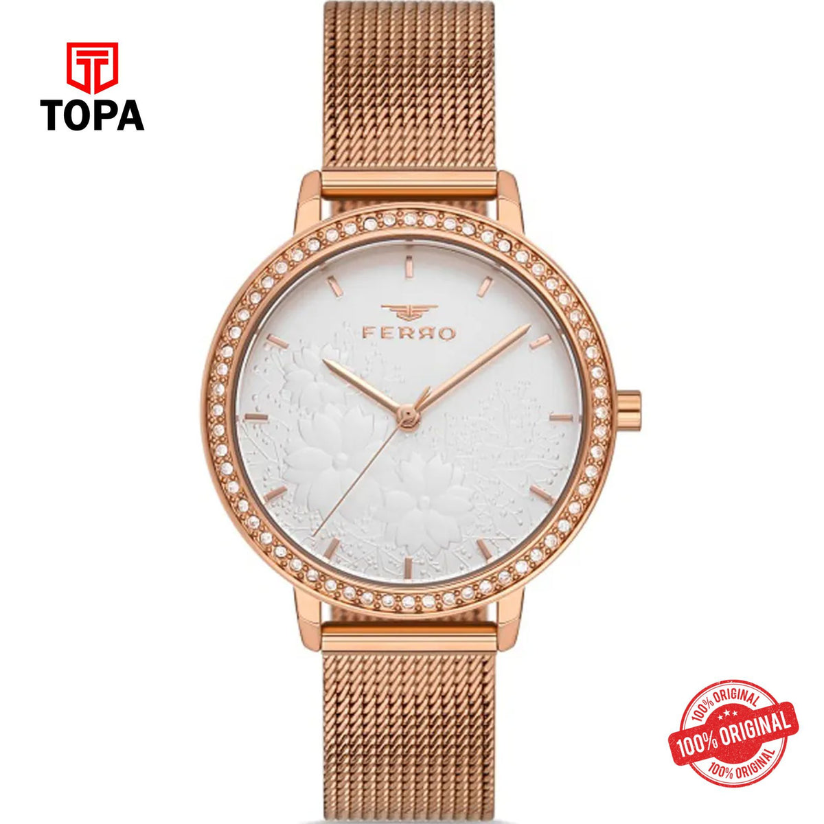 Topa Ferro-FL21242C-C-Mesh-Band-Women-Watch - Product Image 1
