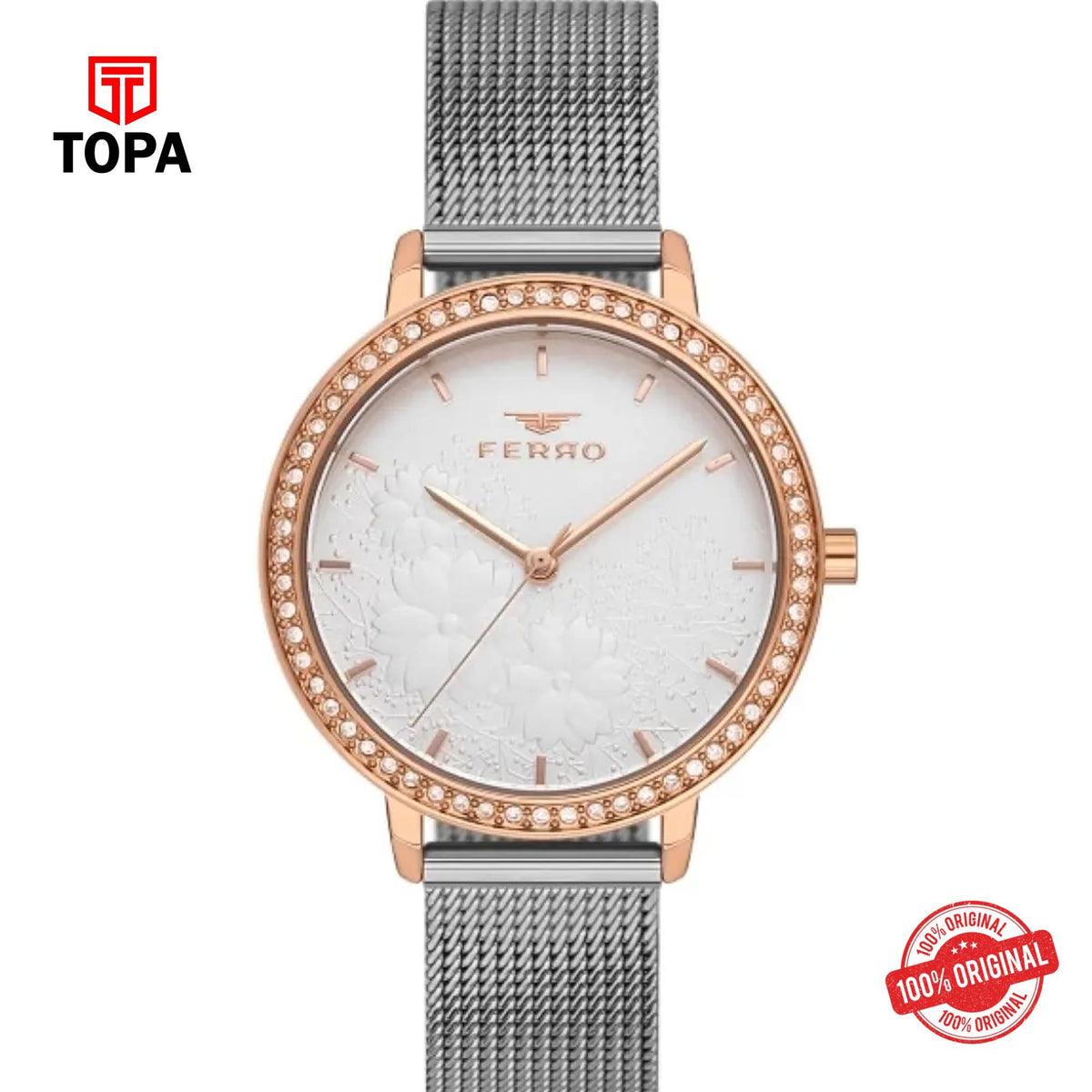 Topa Ferro-FL21242C-E-Mesh-Band-Women-Watch - Product Image 1