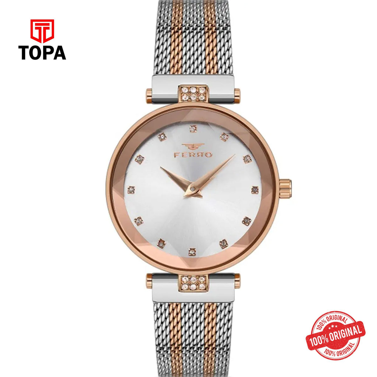 Topa Ferro-FL21297C-E-Mesh-Band-Women-Watch - Product Image 1