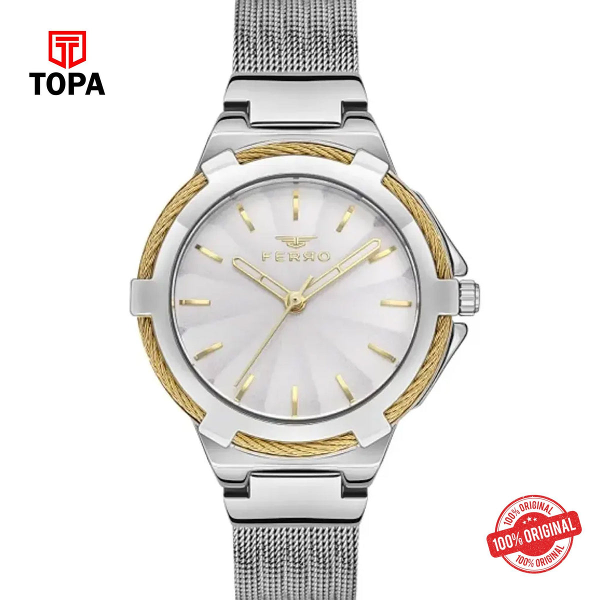 Topa Ferro-FL21317C-D-Mesh-Band-Women-Watch - Product Image 1