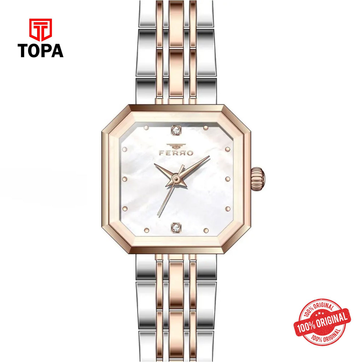 Topa Ferro-FL21384A-E-Metal-Band-Women-Watch - Product Image 1