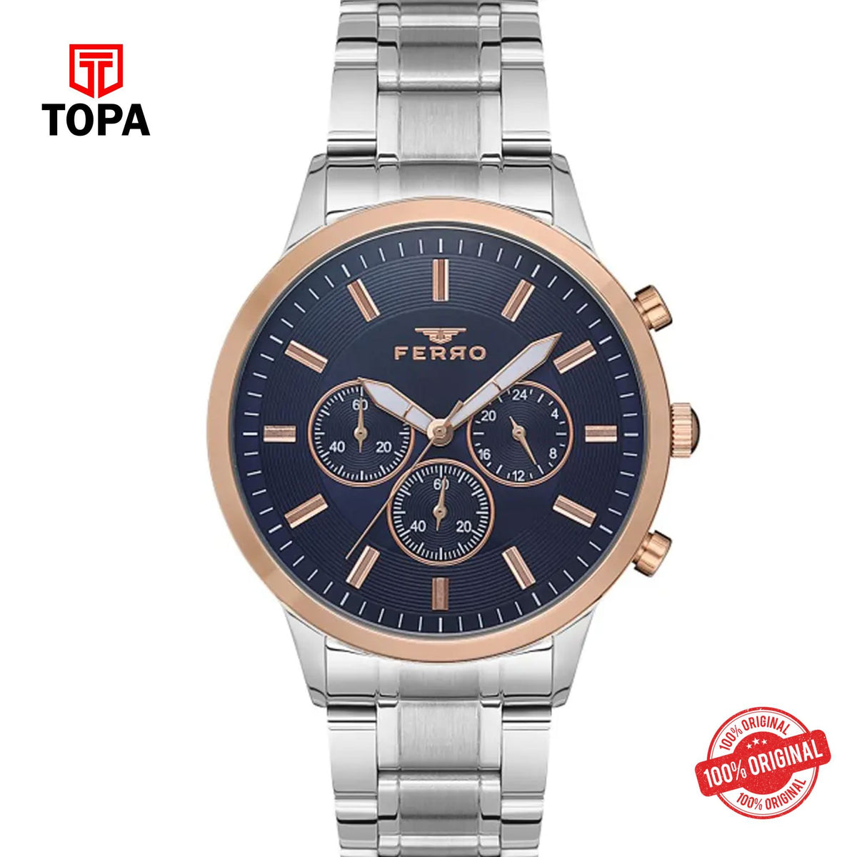 Topa Ferro-FM11145A-E3-Metal-Band-Men-Watch - Product Image 1
