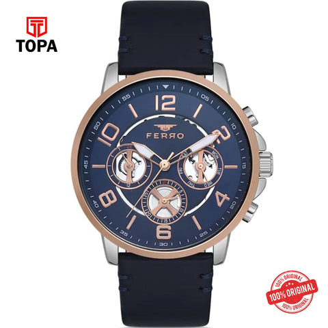 Topa Ferro-FM11146B-E3-Leather-Band-Men-Watch - Product Image 1