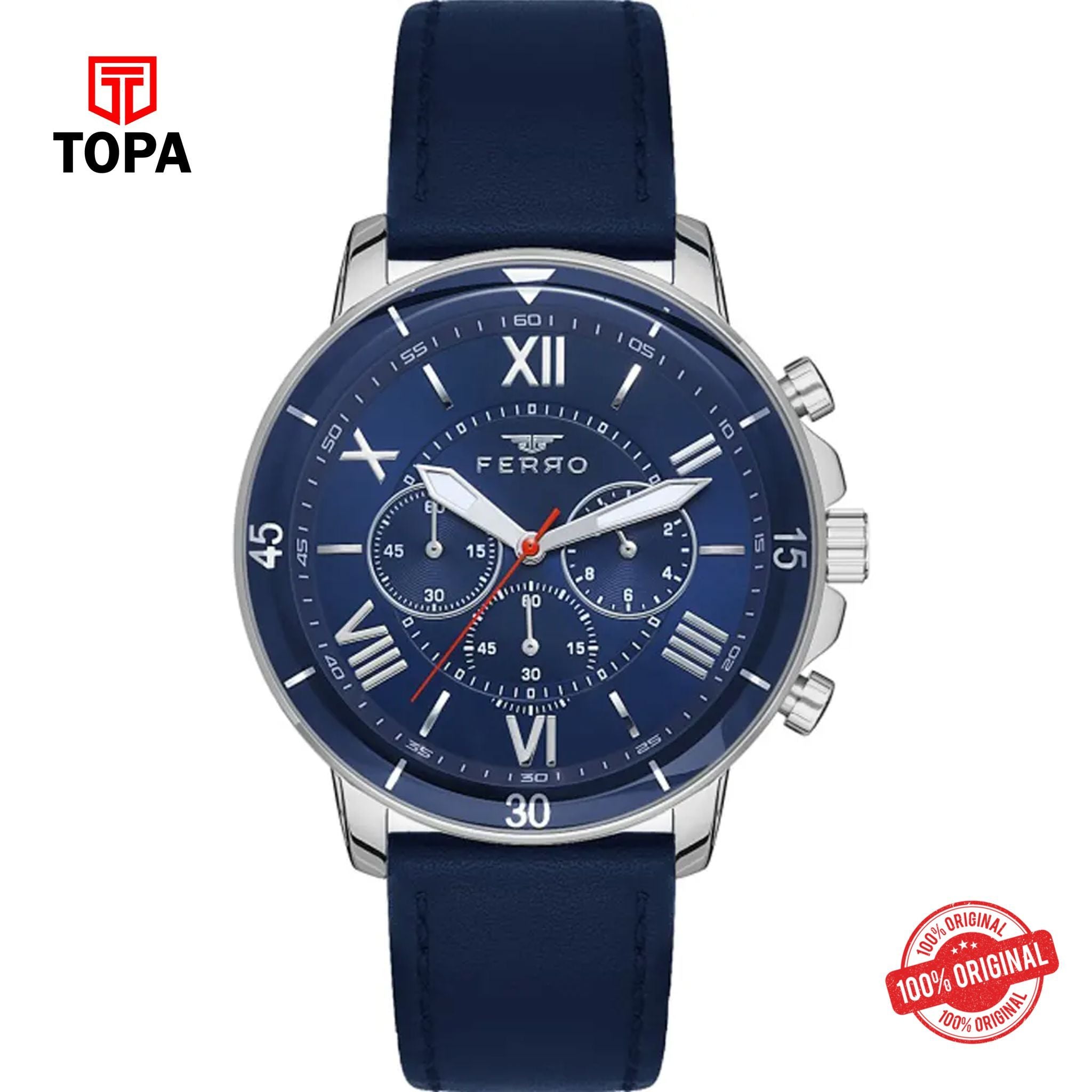 Topa Ferro-FM11243B-L-Leather-Band-Men-Watch - Product Image 1