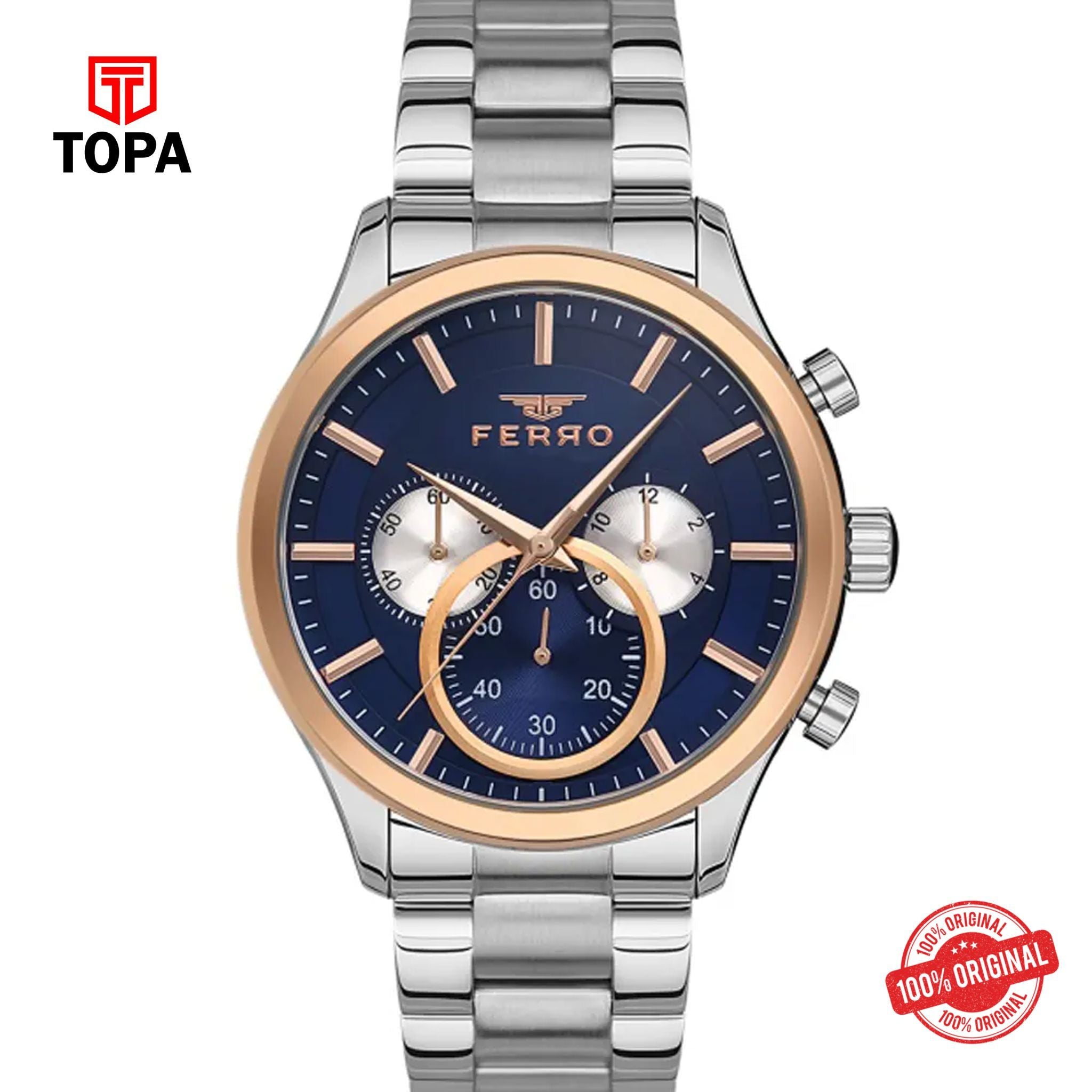 Topa Ferro-FM11309A-E3-Metal-Band-Men-Watch - Product Image 1