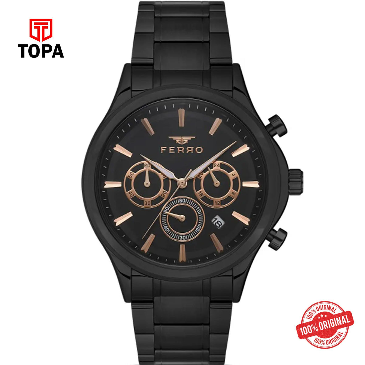 Topa Ferro-FM11367A-G-Metal-Band-Men-Watch - Product Image 1