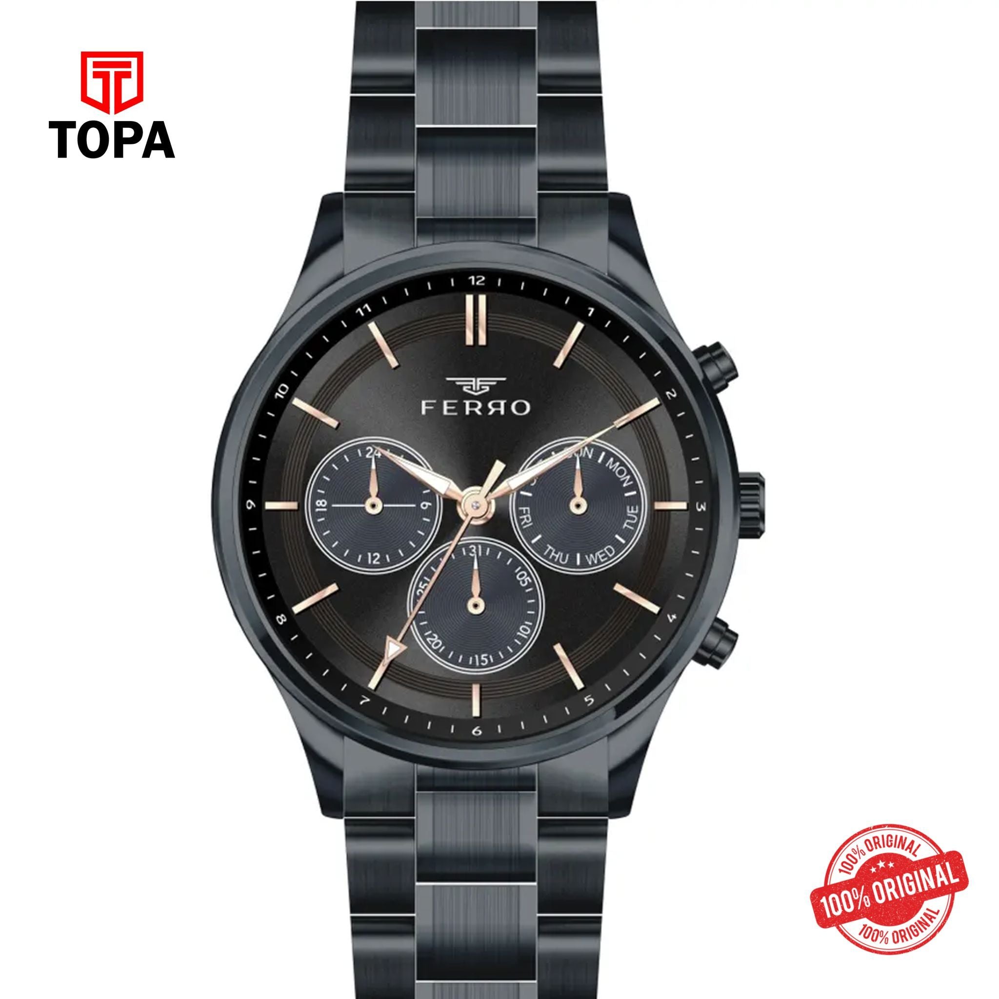Topa Ferro-FM11371A-G-Metal-Band-Men-Watch - Product Image 1
