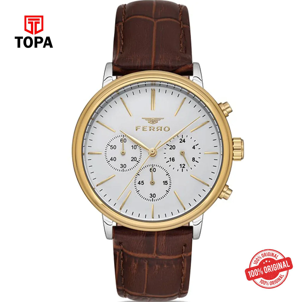 Topa Ferro-FM11372B-D-Leather-Band-Men-Watch - Product Image 1
