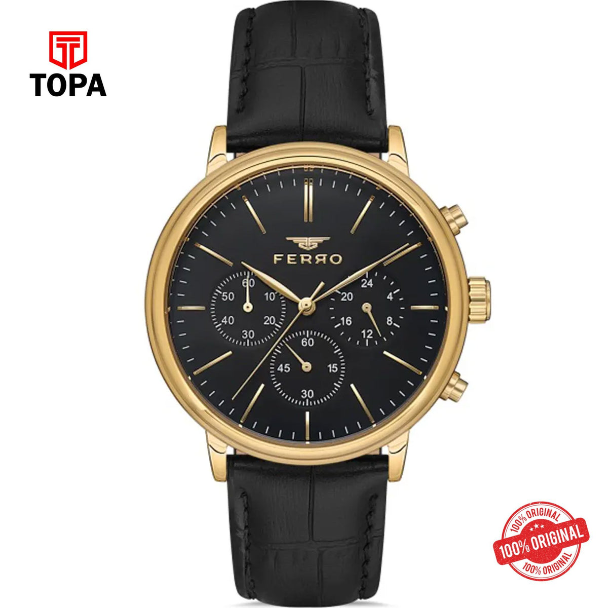 Topa Ferro-FM11372B-N2-Leather-Band-Men-Watch - Product Image 1