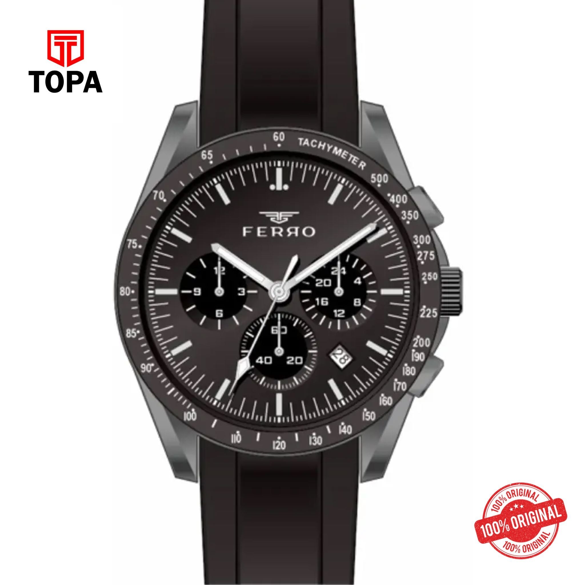 Topa Ferro-FM11401D-G-Rubber-Band-Men-Watch - Product Image 1
