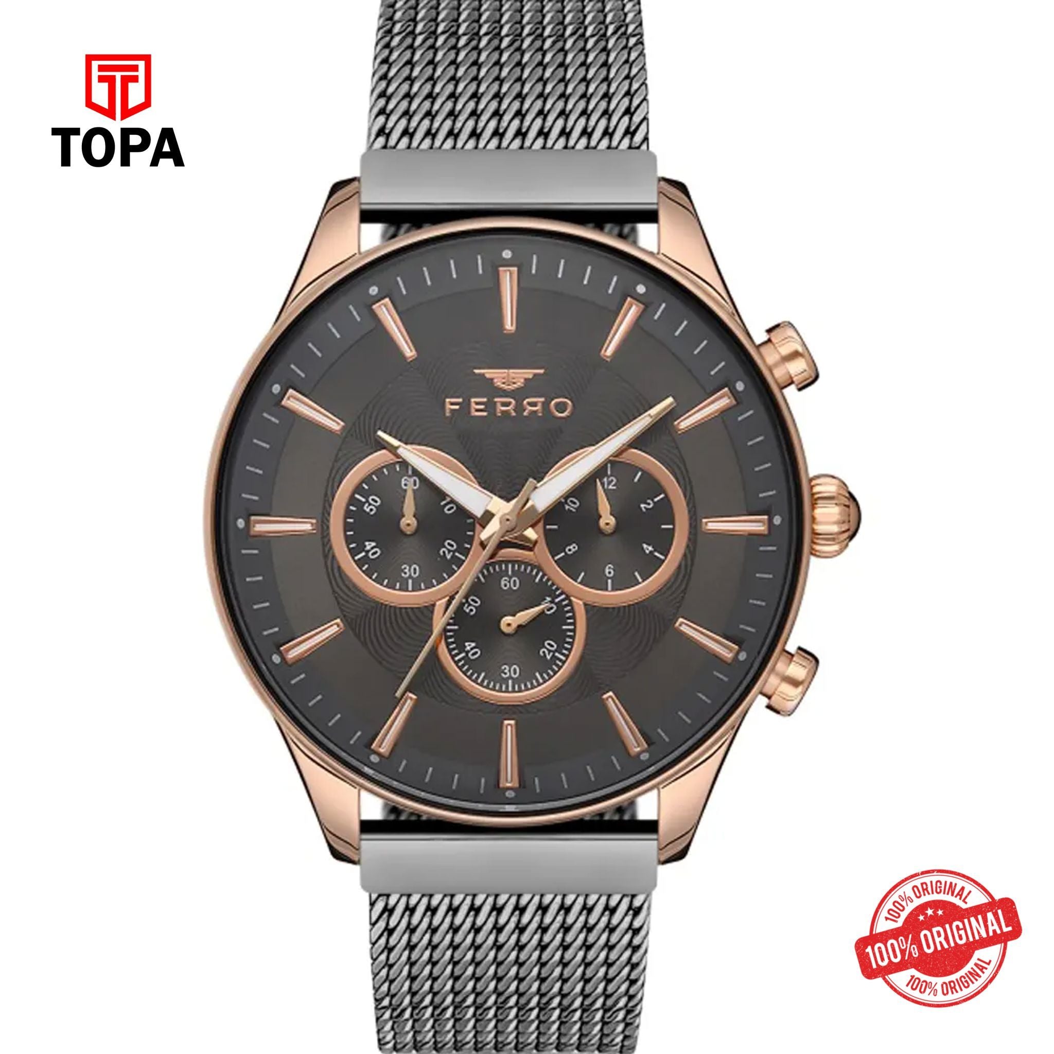 Topa Ferro-FM11912C-W-Mesh-Band-Men-Watch - Product Image 1