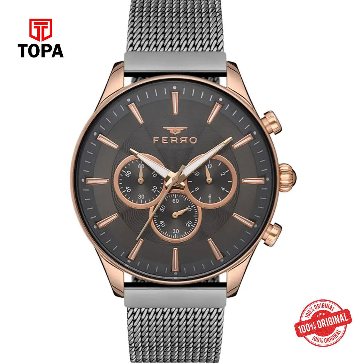 Topa Ferro-FM11912C-W-Mesh-Band-Men-Watch - Product Image 1