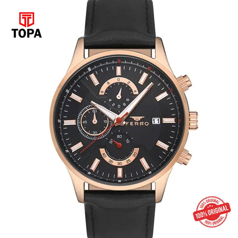 Topa Ferro-FM11915B-R-Leather-Band-Men-Watch - Product Image 1