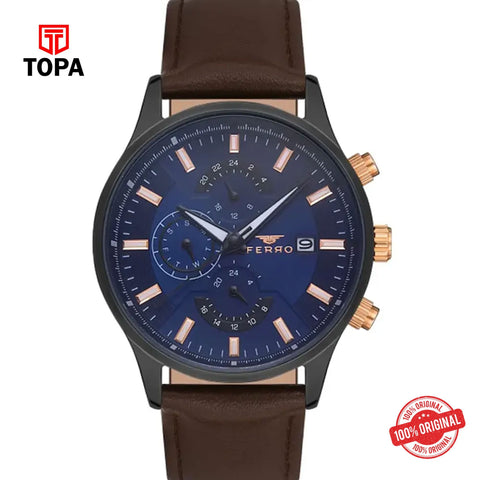 Topa Ferro-FM11915B-ZI3-Leather-Band-Men-Watch - Product Image 1
