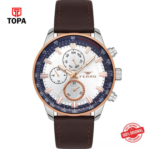 Topa Ferro-FM1856B-E-Leather-Band-Men-Watch - Product Image 1