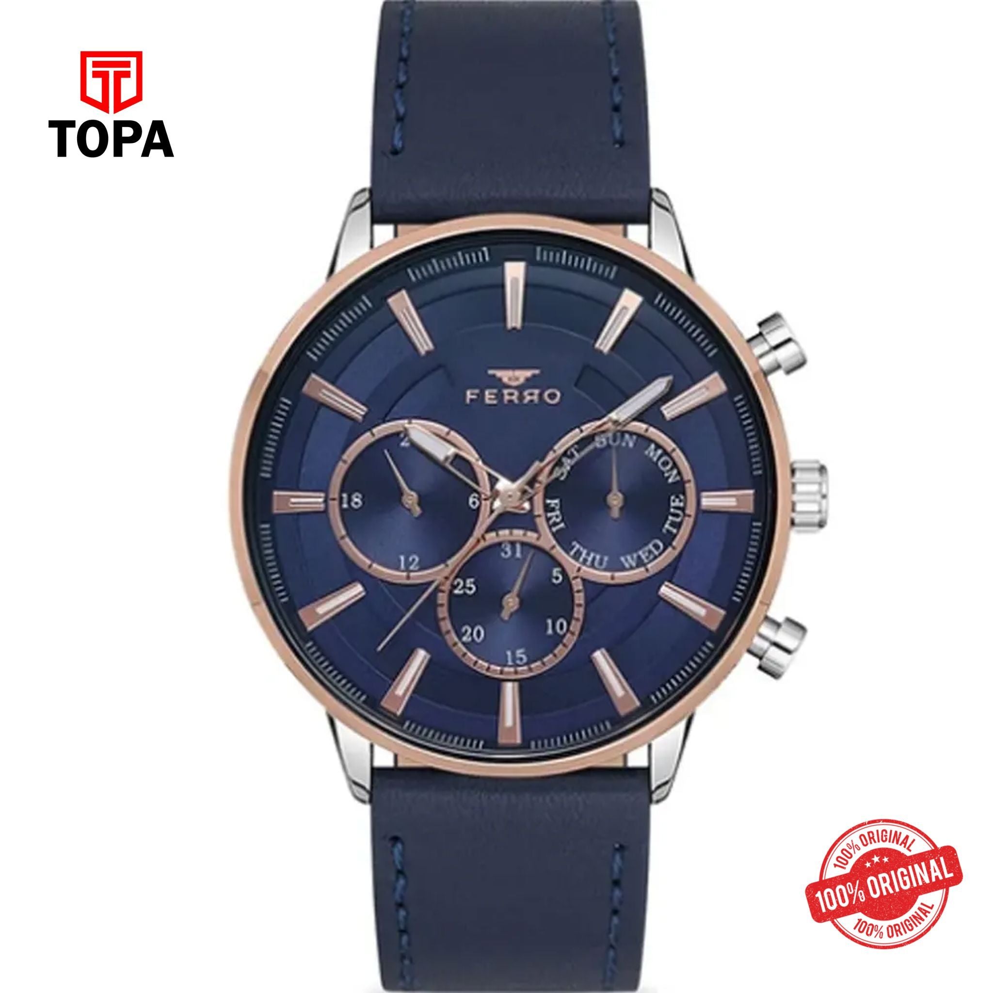 Topa Ferro-FM1973B-E3-Leather-Band-Men-Watch - Product Image 1
