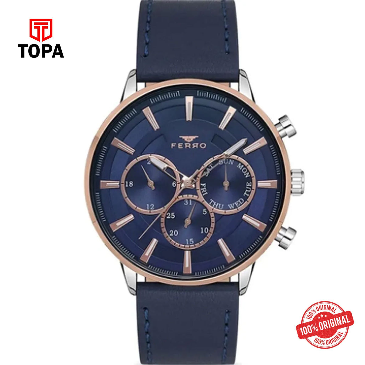 Topa Ferro-FM1973B-E3-Leather-Band-Men-Watch - Product Image 1