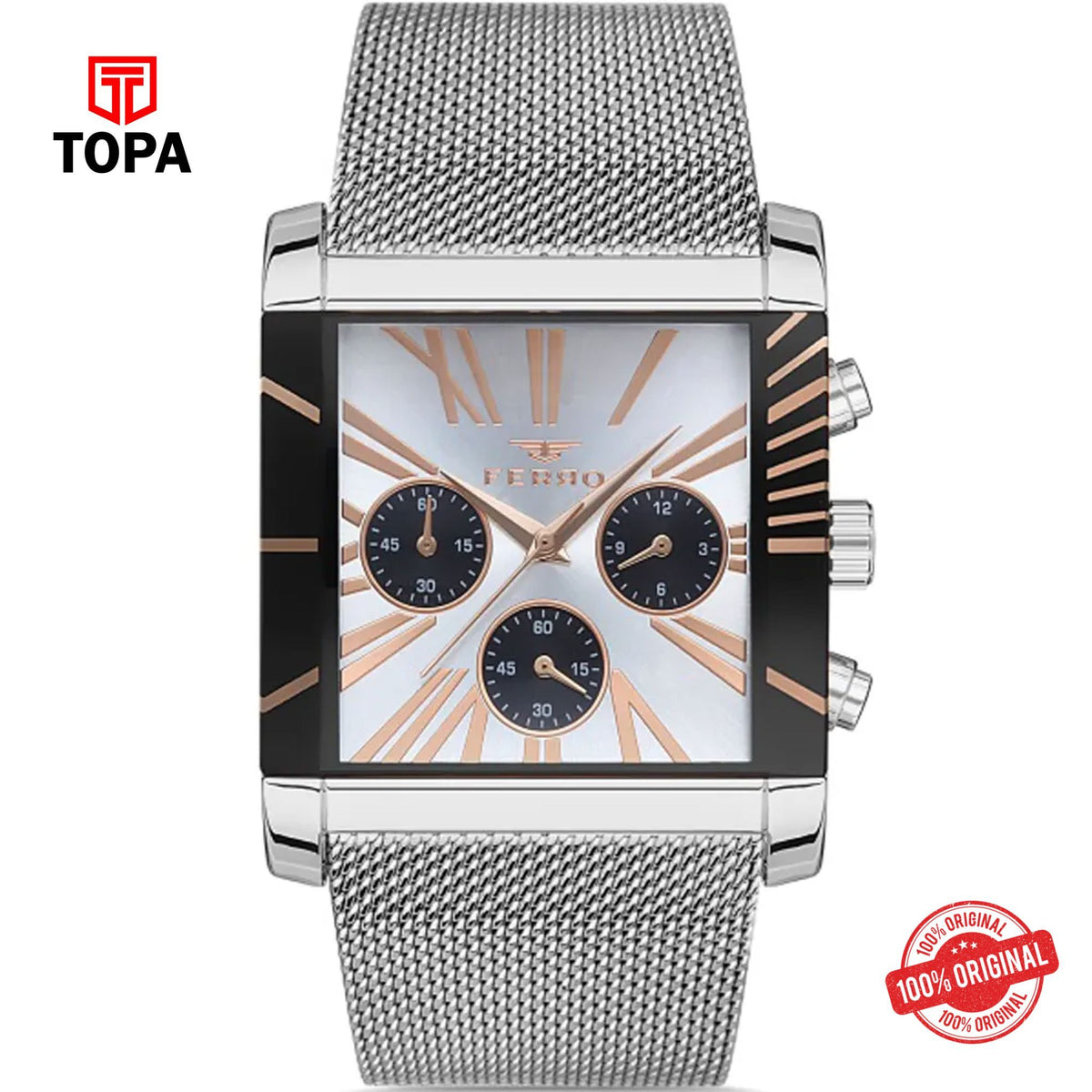 Topa Ferro-FM21292C-A-Mesh-Band-Men-Watch - Product Image 1