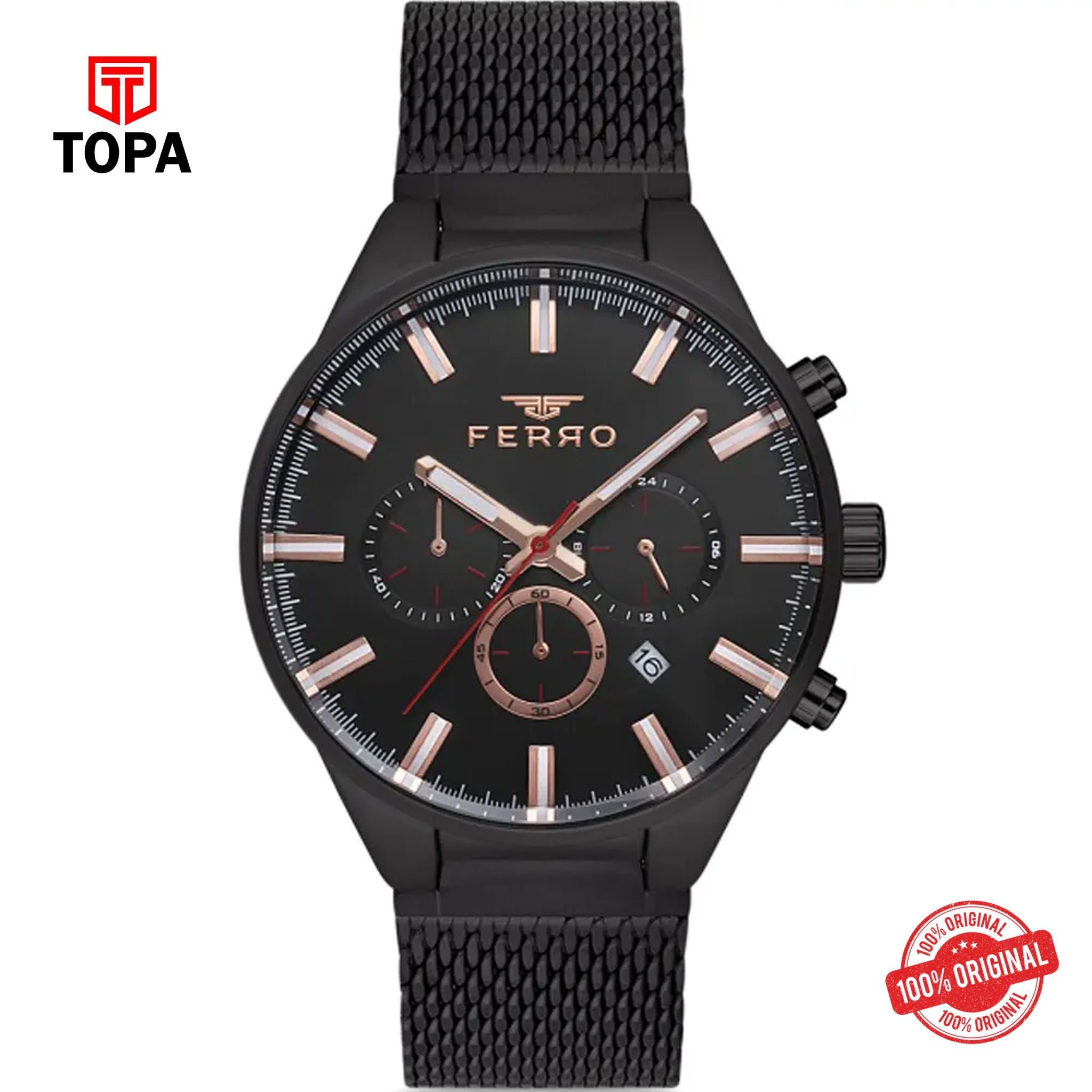 Topa Ferro-FM40088C-G-Mesh-Band-Men-Watch - Product Image 1
