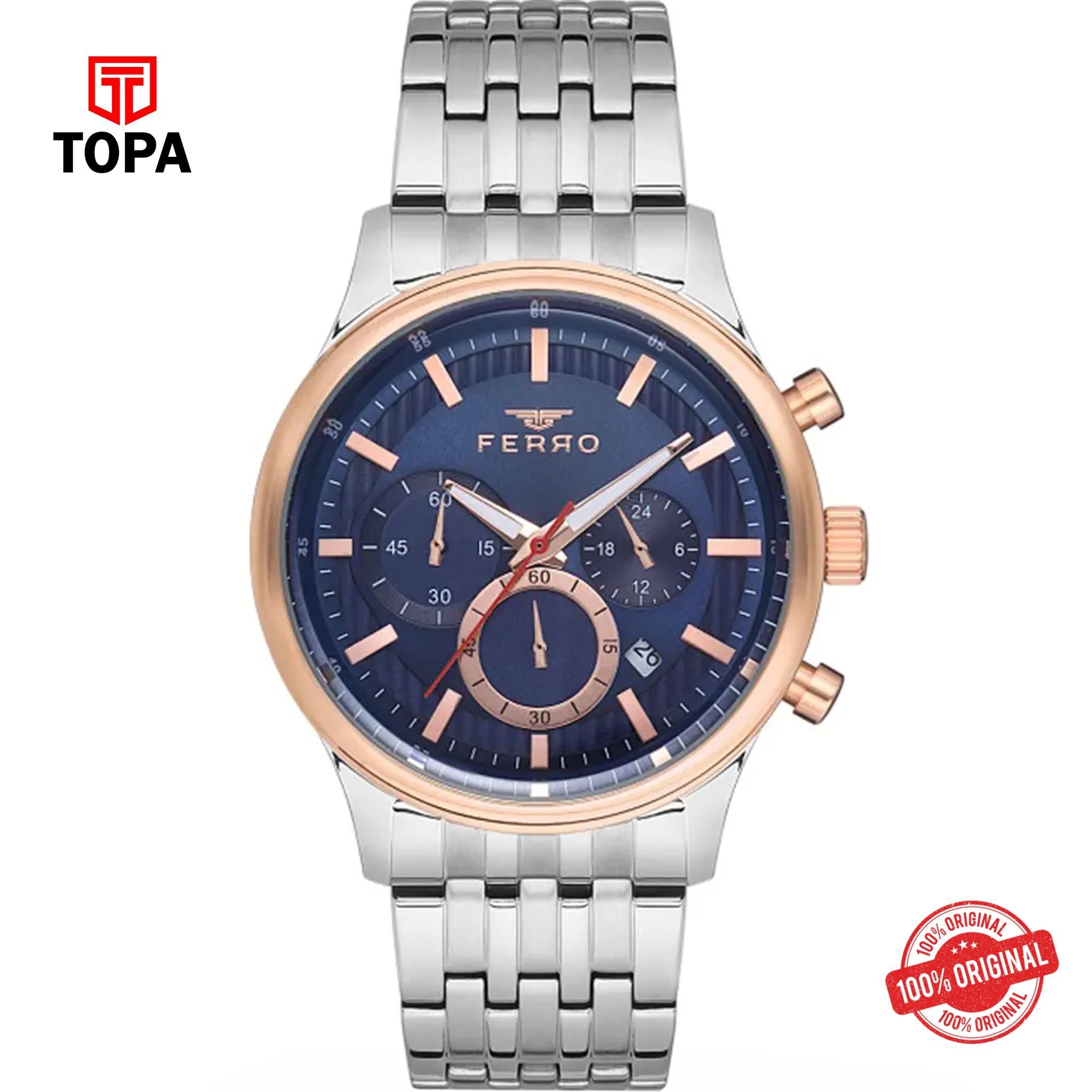 Topa Ferro-FM40089A-02-Metal-Band-Men-Watch - Product Image 1